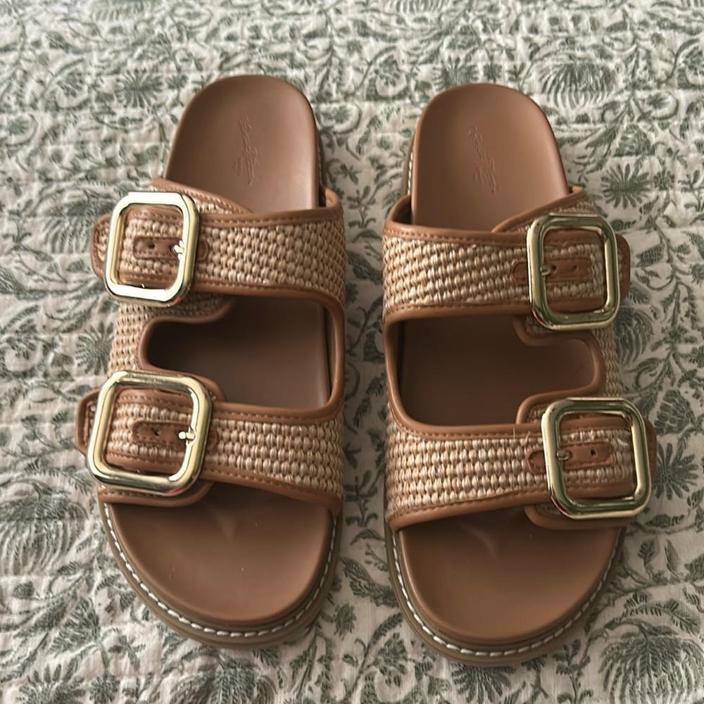 Universal Thread Raffia Big Buckle Sandals